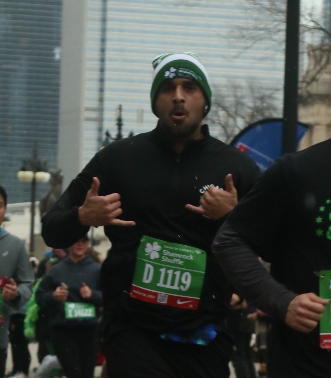 Flexing during the race
